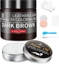 SHADAIWUYU 8.5oz Leather Recoloring Balm with 100ml Mink Oil,Dark Brown Leather Repair kit for Furniture and Car Interior,Lea