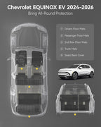 3W Floor Mats & Seat Back Mats & Cargo Liner for Chevrolet Chevy Equinox EV (Not Fit Gasoline) 2024-2025 2026, All Weather TPE Custom Fit Full Set Car Floor Mats, Black