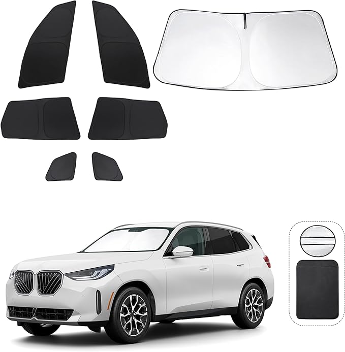 Windshield Sun Shade Car Windshield Foldable Full Windows Coverage Custom Fit for BMW X3 2025 2026 Accessories Car Window Shades Block Sun UV Rays 7PCS