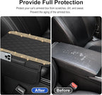 NBTEPEM Bling Car Center Console Cover, Leather Car Arm Rest Cover Cushion with 2 Storage Bags, Universal Auto Armrest Protector, Bling Accessories Interior for Most Vehicles(Gold Champagne Diamond)