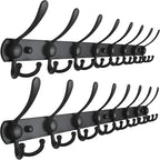 Dseap Coat Rack Wall Mount - 29.5” Long 8-Tri-Hooks Heavy Duty Coat Hanger Rail Wall Hooks for Hanging Coats Hats Clothing Cl
