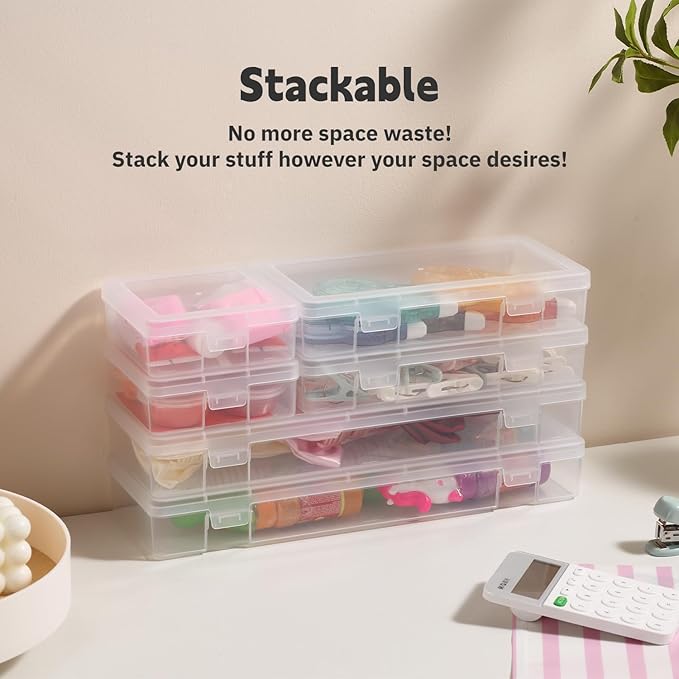 novelinks Plastic Clear Storage Containers for Organizing, Craft Storage Organizers and Stackable Storage Bins with Lids for 