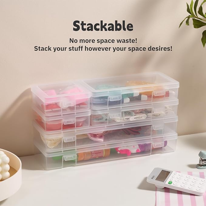 novelinks Plastic Clear Storage Containers for Organizing, Craft Storage Organizers and Stackable Storage Bins with Lids for 