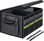 Coverado Car Trunk Organizer - 70L Nappa Leather Trunk Organizer for SUV with Lid, Multi Collapsible Car Storage Organizer Fold