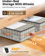 2-Pack Under Bed Storage Bins with Wheels and 4 Vacuum Seal Bags, Heavy Duty 80lbs Capacity,7.9" Height Clear Lid Organizer f