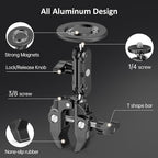 Mic Stand Phone Holder Aluminum Compatible with Magsafe iPhone 16/15/14/13/12 Plus Pro Max Series, Side Mount Cellphone Music Stand Holder for Microphone, 360° Swivel Tilt Adjustable Mic Phone Mount