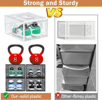 caktraie 6 Pack Thicken Shoe Organizer Stackable,Upgraded Sturdy Shoe Storage Box with Magnetic Door,Shoe Containers for Snea