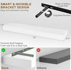 Fun Memories 30Inch Floating Shelves for Wall, 2 Pack Rustic Wood Shelves for Bathroom|Kitchen Wall Mounted Floating Shelf wi