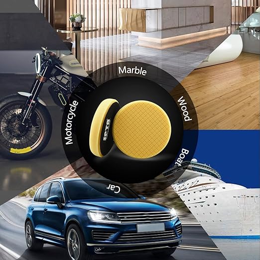 Yellow T80 High-Cut Foam Polishing Pad, 1Pc 6.5 Inch Buffing Polishing Pads for 150mm Backing Plate Compound Buffing Sponge for Car Buffer Polisher Compounding, Polishing and Waxing -FPTSS6Y