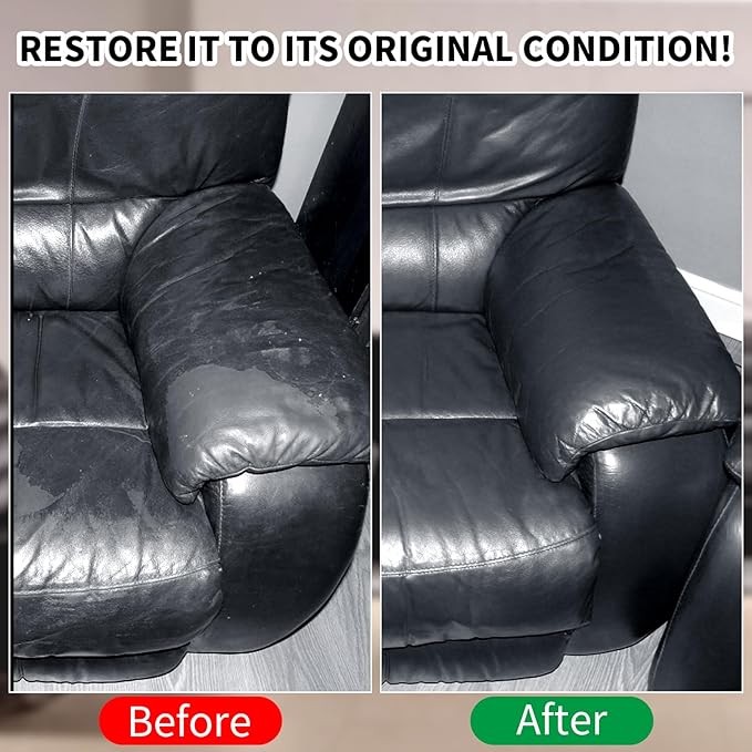 Leather Recoloring Balm,8.5oz Leather Color Restorer,Black Leather Repair kit for Furniture and Car Interior,Leather Couch Sc