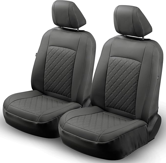 GIANT PANDA 2PCS Front Car Seat Cover for Subaru Outback Forester Crosstrek Legacy Impreza, Faux Leather Bucket Seat Covers (