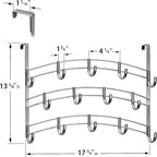 LYNK Professional® Home™ Over Door Hooks Rack - 14 Hook Over Door Hanger - Over Door Towel Rack - Hanging Towels or Clothes -