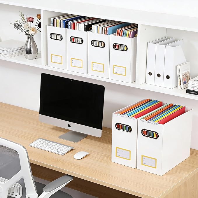 Collapsible File Organizer Box with Handle,12.20x5.11x9.84Inches, Filing Organizer for Home or Office, Small Portable File Bo