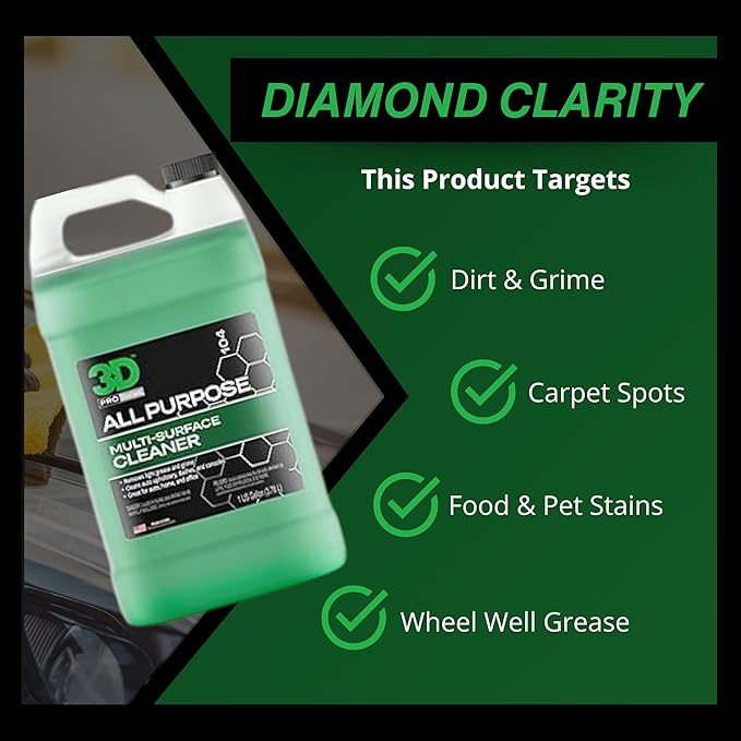 3D All Purpose Cleaner – High-Performance Interior & Exterior Car Cleaner for Vinyl, Leather, Plastic, Fabric, Carpet & More 