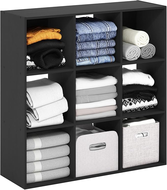 Furinno PELLI Closet Organizers and Storage, 9-Cube Closet Organizer, Open Shelf Closet Storage, for Wardrobe, Bedroom, Livin