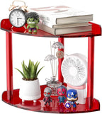 Sezanrpt 2 Tier Countertop Corner Organizer Shelf 7x7x8 Inch, Red Acrylic Bathroom Corner Shelf for Countertop, Vanity Storag