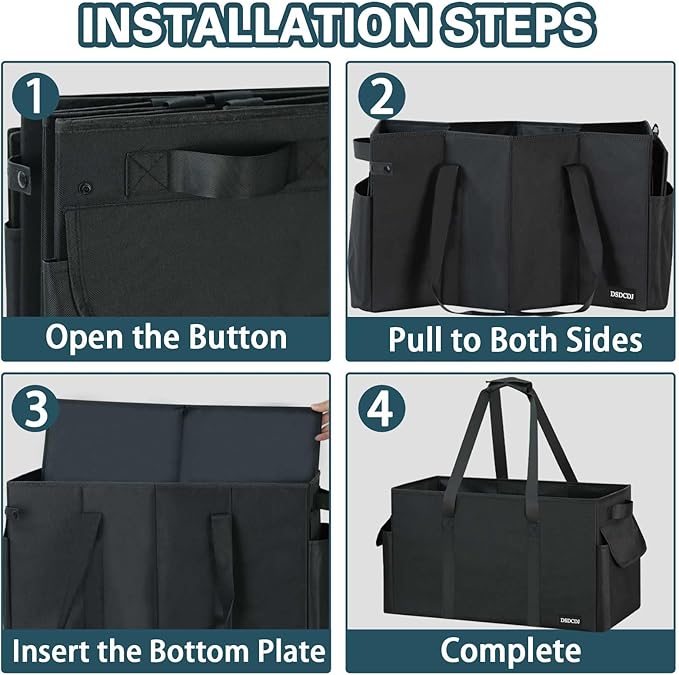 Sturdy Extra Large Utility Tote Bag with Hard Bottom & Sides, Heavy Duty Grocery Tote Bag, Thirty One Utility Tote with Handles for Shopping, Beach, Picnics, Camping, Car (22.5"x11"x12")