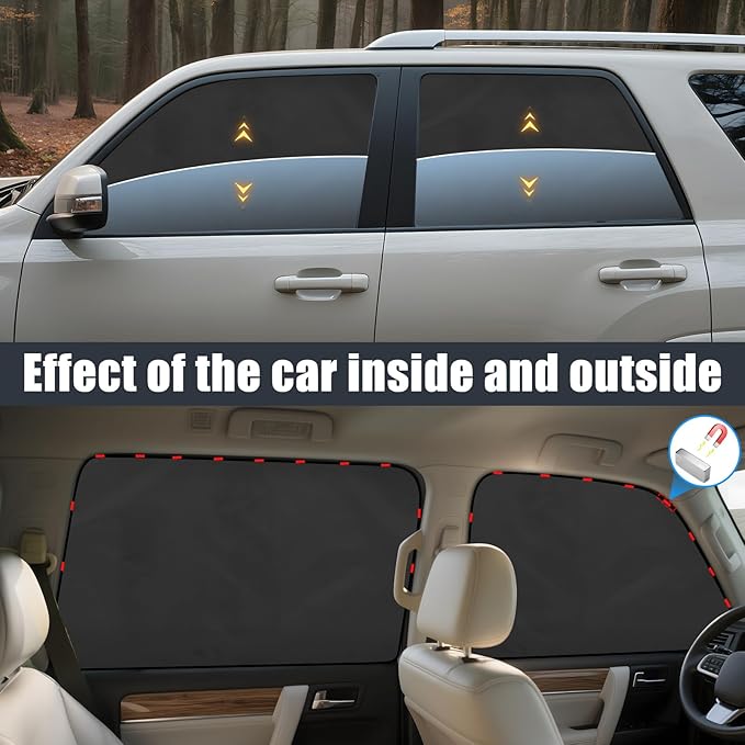 ZATOOTO Car Window Shades for Toyota 4Runner 2017-2024, 4 Pcs Magnetic Car Window Covers - 100% Block Light Privacy Curtains, Side Window Sun Shade for Baby Breastfeeding, Sleeping, Camping