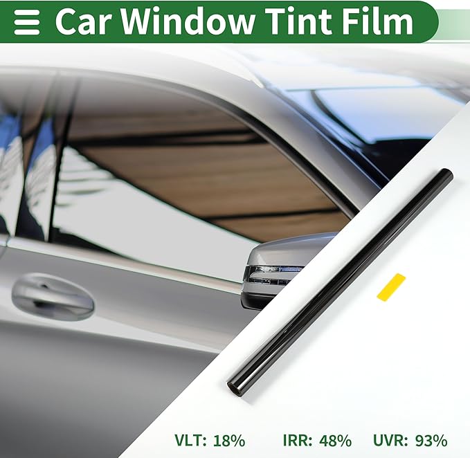 Motoforti Nano Ceramic Car Window Tint Film VLT 18% IRR 48% UVR 93% Chrome Gray 14.76 ft x 35.43 Inch Privacy Film 2mil PET 1 Pc