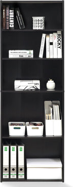 FURINNO Wright 5-Shelf Bookcase, Cinnamon Cherry
