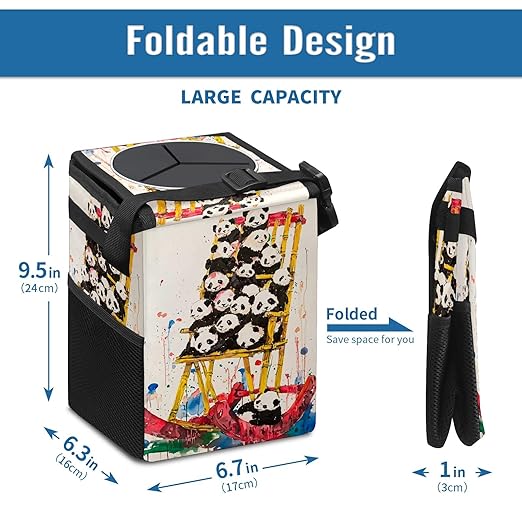 Car Trash Can – Multi-Purpose, Lightweight and Portable with Durable Water-Resistant Coating, No Installation Required, Practical and Ample Capacity, Variety of Colors.Red Panda