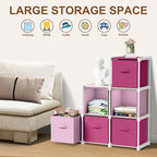 6 Cube Storage Organizer with Shelf Back to School Boxes 11 Inch Toy Storage Bins Closet Organizers Drawers Fabric Dresser fo