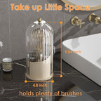YOOLENS Makeup Brush Holder with Lid 360 Rotating Clear Dustproof Make Up Organizers for Vanity Bathroom Countertop, White Be