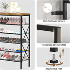 6 Tiers Metal Shoe Rack，Large Capacity Shoe Rack Holds 24 Pairs of Shoes, Durable and Stable, Adjustable Metal Shelf Stackabl