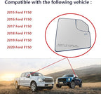 Passenger Side Heated Mirror Glass Replacement For Ford F150 2015 2016 2017 2018 2019 2020 - for Ford F150 Power Side Mirror with Rear Holder