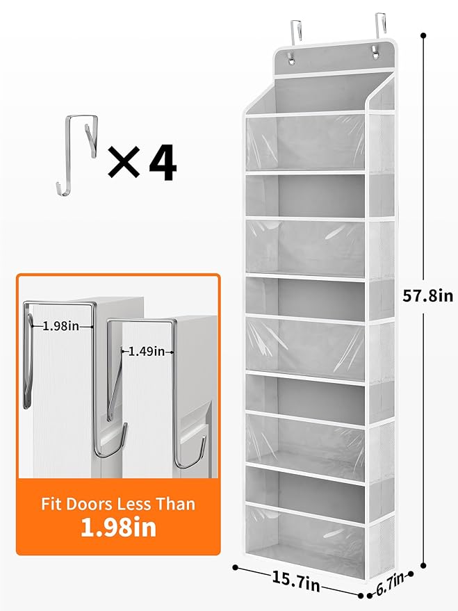 JARLINK 2 Pack Toy Stuffed Animal Storage, Over The Door Organizer W/Clear View Windows, 44lb Load, Baby Toy Storage Organize