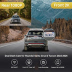 Fitcamx Front 2K+Rear 1080P Dash Cam Adapts for Hyundai Santa Cruz & Tucson 2022-2026 (Part NO#N9000), OEM Style, Dual HD Vid
