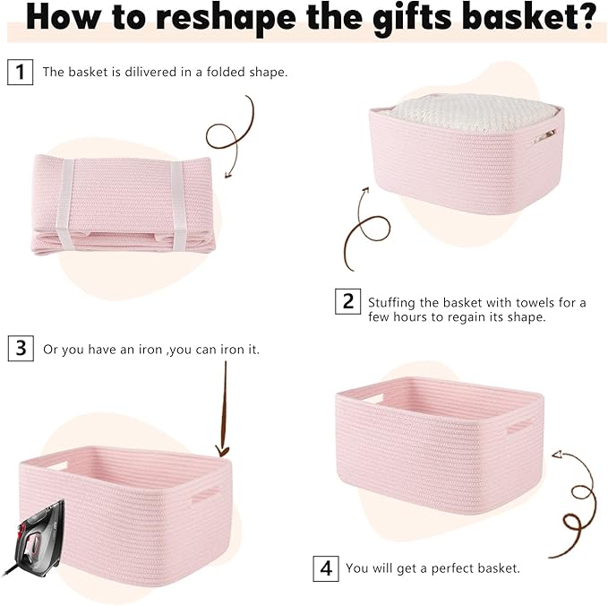 OIAHOMY Storage Basket for Shelves, Closet Cube Storage Bins Baskets for Clothes Blanket Towels, Baby Nursery, Toy Baskets Bo