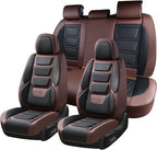 Coverado Car Seat Covers Full Set, Seat Covers for Cars, Front Seat Covers and Back Seat Cover Waterproof Leather Automotive 