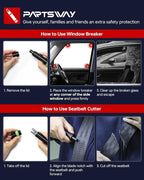 Window Breaker Seatbelt Cutter - 200 MPa Car Window Breaker Tool Under Water, Portable Car Glass Breaker for Automotive Escap