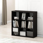 Furinno CUBICLE Book Shelf, 9-Cube Bookshelf, Extra Thick Frame Reversible Bookcase with Open Back, 14.6" x 44" x 44", for Li