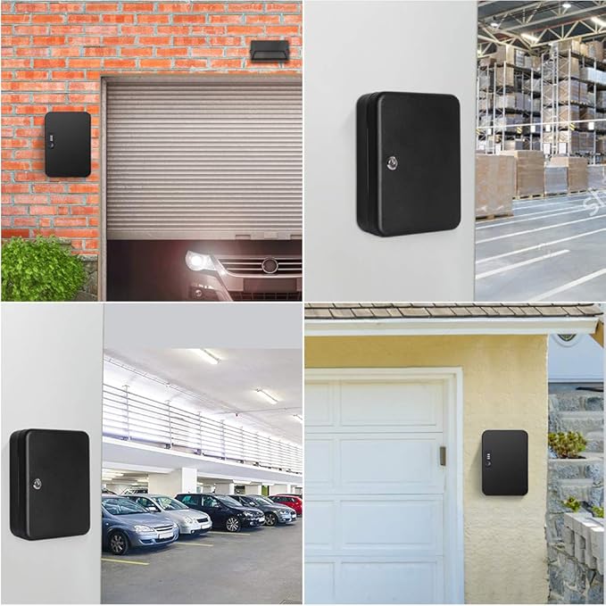 Jssmst Key Lock Box Wall Mount Security Key Storage Box, Locking Key Cabinet Wall Mount with 48 Key Hooks & Tags Key Labels, 