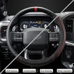 West Llama Customized Auto Car Steering Wheel Cover for Ford F-150, F-250, F-350, Expedition(Diamond Quilted - Black+Red)