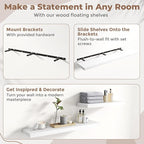 55 Inch Floating Shelves for Wall Set of 2, 8"D Wood Grain Bathroom Shelves with Invisible Brackets, Easy Install Engineered 