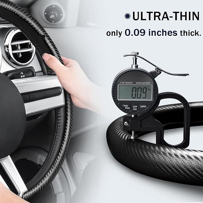 Carbon Fiber Steering Wheel Cover for Ford Mustang 2005-2023, 3 Piece Clip on Set,Carbon Fiber Wrap Anti-Slip Segmented Design,Car Steering Wheel Cover for Men Women（Matte Black