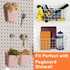 Pegboard Basket Organizers, Peg Board Large Baskets Hooks Bins Cups Tool Organizer 6 Pack Set, Wall Storage Display Hanging A