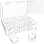 Bead Organizer Box, 60 Pack Small Clear Storage Boxes with Labels, Large Travel Craft Case with Handle, Mini Plastic Containe