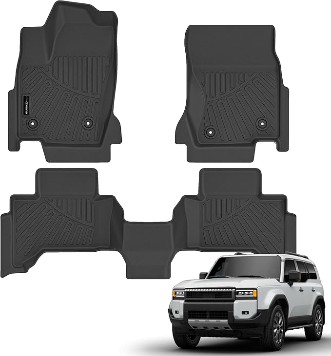 AUXKO- All Weather Floor Mats Fits for 2026 2025 2024 Toyota Land Cruiser Prado & Lexus GX550(5&6 Seat Not 7) TPE Liner Accessoires Odorless Anti-Slip Black