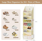 Criusia Shoe Storage, Over the Door Shoe Organizer, Hanging Closet Shoe Storage with Large Deep Pockets, Fits 16–24 Pairs of 
