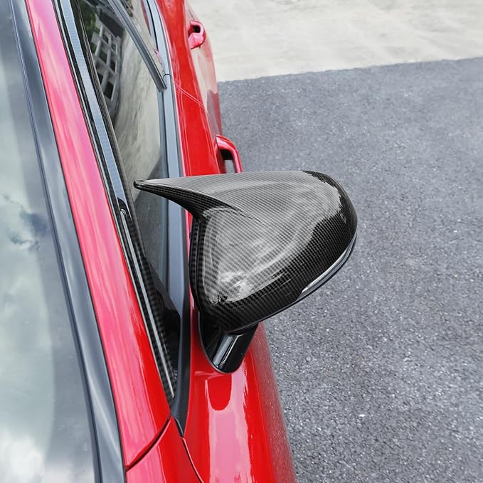 Horns Style Carbon Fiber Pattern ABS Exterior Mirror Cover Side Rearview Mirror Cover Cap Trim Compatible with Kia Stinger 2017-2024 Accessories