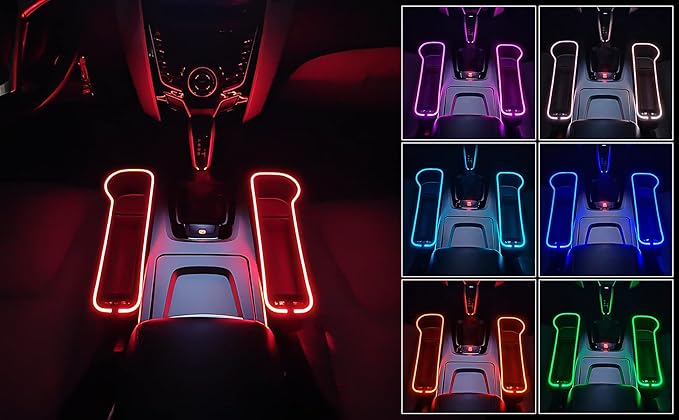 7 Color Led Car Seat Gap Organizer with 56W Fast Charger Car Console Organizer with Cup Holder Front Seat Gap Filler with USB Between Seat Cup Holder fit for Android iPhone (Black)