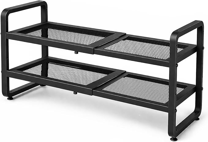 SNTD Shoe Rack - Expandable Shoe Organizer for Closet, Adjustable Metal Shoe Shelf Storage, Stackable Long Shoe Stand Holder 
