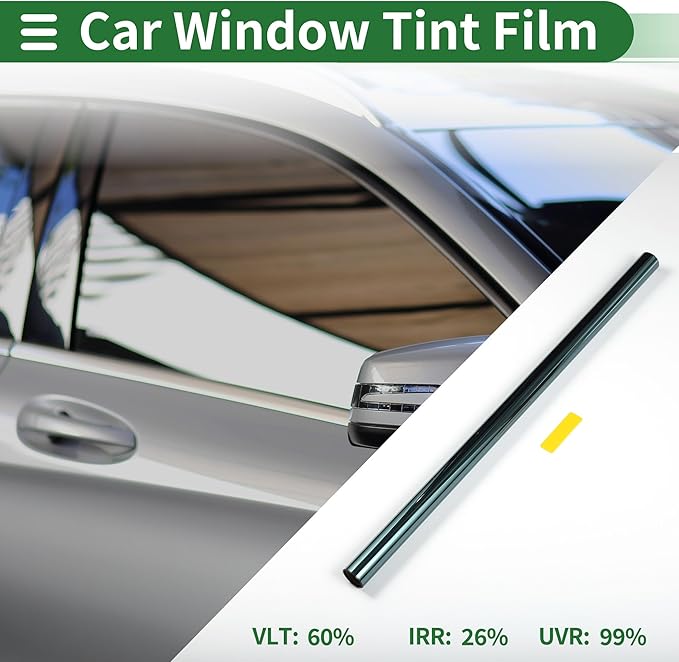 Motoforti Universal Car Window Tint Film Privacy Film 14.76 ft x 23.62 Inch Carbon 2PLY PET Sky Blue 1 Pc VLT 60% IRR 26% URV 99%