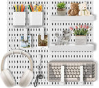 Pegboard Wall Organizer Set – 4 Peg Boards with Hooks & Shelves – Office, Kitchen, Gaming Room Desk Pegboard Storage – Peg Bo