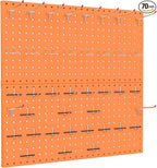 TORACK Metal Pegboard Wall Organizer 24" x 24" or 12" x 48", 70 PCS Tools Storage Pegboard for Garage, Modular Pegboard, Tool