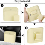 Accmor Car Trash Can, Portable Vehicle Trash Bin with Lid, Car Dustbin Garbage Organizer Holder with One Roll Trash Bag, Leakproof Hanging Mini Cars Storage Bag Container for Auto, SUV, Office (Beige)